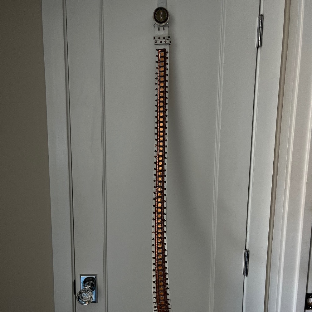 Vintage White Belt with Gems - Size L